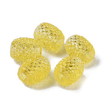 Transparent Resin European Jelly Colored Beads, Large Hole Barrel Beads, Bucket Shaped, Gold, 15x12.5mm, Hole: 5mm