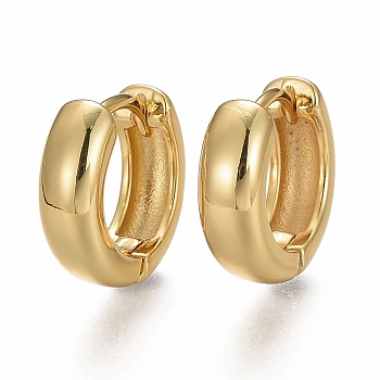 Brass Chunky Small Huggie Hoop Earrings for Women, Real 18K Gold Plated, 16x5mm, Pin: 0.8mm