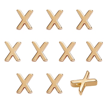 10Pcs Brass Charms, Long-Lasting Plated, Golden, Letter, Letter.X, X: 9x7x3mm, Hole: 1.6mm