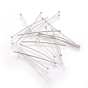 304 Stainless Steel Ball Head Pins, for DIY Beading Charm Making, 40x0.7mm, 21 Gauge, Head: 2mm