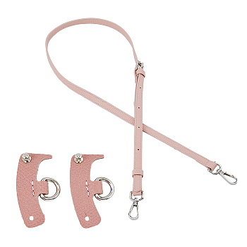 Leather Crossbody Long Purse Straps, with Undamaged Bag D Ring Connector, Pink, 108~120.5x1.1cm
