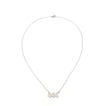 Number Necklace, 304 Stainless Steel 444 Pendants Necklace, Lucky Numerology Jewelry for Women, Stainless Steel Color, 18.42inch(46.8cm), Pendant: 13x25x1.5mm