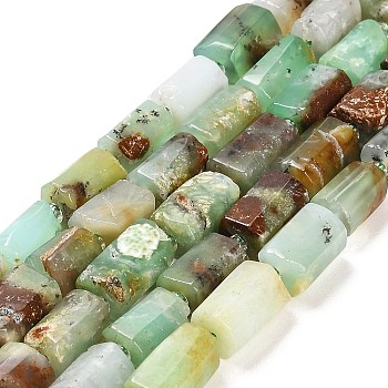 Natural Chrysoprase Beads Strands, with Seed Beads, Faceted Column, 9~11x6~7.5x6~7.5mm, Hole: 1.2mm, about 30pcs/strand, 15.16~15.55 inch(38.5~39.5cm)