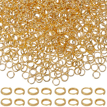 1000Pcs Brass Split Rings, Double Loops Jump Rings, Golden, 22 Gauge, 5x1.2mm, about 3.8mm inner diameter