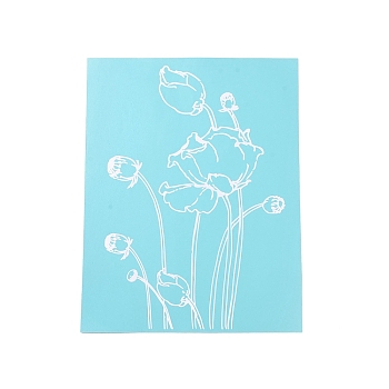 Olycraft 1 Sheet Self-Adhesive Silk Screen Printing Stencil, for Painting on Wood, DIY Decoration T-Shirt Fabric, Flower Pattern, 28x22cm, 1 sheet/set