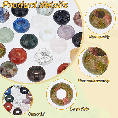 Pandahall Elite 20pcs 20 styles perles européennes en pierres précieuses naturelles et synthétiques(G-PH0001-92)-5