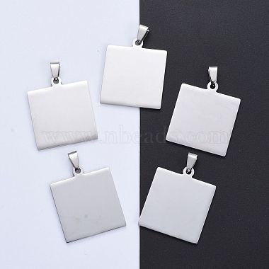 Silver Square Stainless Steel Pendants