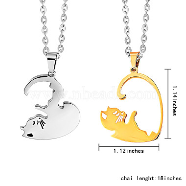 Two Tone Heart Puzzle Matching Necklaces Set(JN1010B)-2