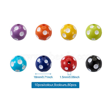 Cheriswelry 80шт 8 цвета непрозрачные бусины из смолы(RESI-CW0001-06B)-7