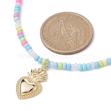 Golden Brass Heart Pendant Necklace(NJEW-JN04530)-5