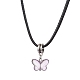Glass Butterfly Pendant Necklaces(NJEW-JN04572)-2