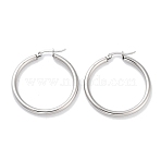 Non-Tarnish Ring 304 Stainless Steel Hoop Earrings for Women Men, Stainless Steel Color, 9 Gauge, 35x3mm, Pin: 0.6mm(EJEW-B049-01D-P)