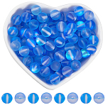 Glass Beads, Holographic Beads, Dyed, Frosted, Round, Royal Blue, 8mm, Hole: 1mm, 150pcs.(G-SP0001-03B-01)