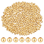 Brass Spacer Beads, Long-Lasting Plated, Round, Real 24K Gold Plated, 4x3.5mm, Hole: 1.6mm, 300pcs(KK-PH0006-38C)