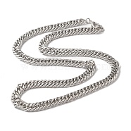 Iron Cuban Link Chain Necklaces for Women Men, Platinum, 23.62 inch(60cm), Link: 11x9x1.7mm(NJEW-A028-01B-P)