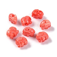 Synthetic Shell Dyed Beads, Elephant, Tomato, 7.5x10x6mm, Hole: 1.2mm(SHEL-C007-02)