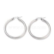 Ring 304 Stainless Steel Hoop Earrings for Women Men, Stainless Steel Color, 9 Gauge, 35x3mm, Pin: 0.6mm(EJEW-B049-01D-P)