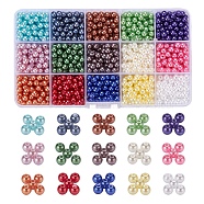 1200Pcs 15 Colors Imitation Pearl Acrylic Beads, Dyed, Round, Mixed Color, 6x5.5mm, Hole: 1.5~2mm, 80pcs/color(OACR-YW0001-12)