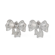 304 Stainless Steel Stud Earrings, Bowknot, Stainless Steel Color, 20x24mm(EJEW-P258-42P)