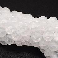 Synthetic Crackle Quartz Bead Strands, Round, Dyed, Frosted, White, 6mm, Hole: 1mm, about 66pcs/strand, 15.75 inch(CCG-K002-6mm-01)
