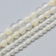 Natural White Chalcedony Beads Strands, Round, 3mm, Hole: 0.5mm; about 130pcs/strand, 16.3''(G-S266-3mm-13)