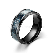 Stainless Steel Rotating Finger Ring, Fidget Spinner Ring for Calming Worry Meditation, Black, US Size 9(18.9mm)(X-PW-WG30340-16)