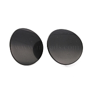 304 Stainless Steel Stud Earring Findings, with Loop, Curved, Flat Round, Electrophoresis Black, 20mm, Hole: 3mm, Pin: 0.8mm(X-STAS-Q231-06B)