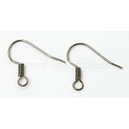 Brass Earring Hooks, with Horizontal Loop, Platinum, 15~17.5mm, Hole: 1.5mm(X-KK-Q367-P)