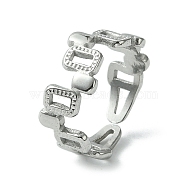 304 Stainless Steel Open Cuff Ring, Hollow Rectangle, Stainless Steel Color, US Size 7 1/4(17.5mm)(RJEW-L110-036P)