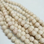 Synthetic Magnesite Beads, Round, White, 8mm, Hole: 0.8mm, about 1400pcs/kg(TURQ-8D-11)