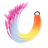 High Temperature Fiber Colored Braids Hair Piece Ponytail Dreadlocks Hair Ornaments, Hair Accessories Women Children Girl, Camellia, 600~650mm(OHAR-PW0003-203-21)