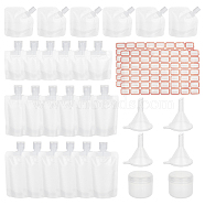 Elite 24Pcs PET Plastic Empty Refillable Travel Bags, Rectangle with Caps, 8Pcs Plastic Funnel, PP Plastic Cream Jar and Label Paster, Clear, 32pcs/set(ABAG-PH0001-05)