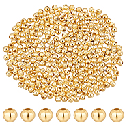 Elite Brass Spacer Beads, Long-Lasting Plated, Round, Real 24K Gold Plated, 4x3.5mm, Hole: 1.6mm, 300pcs(KK-PH0006-38C)