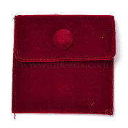 Square Velvet Jewelry Bags, with Snap Fastener, Dark Red, 6.7~7.3x6.7~7.3x0.95cm(X1-TP-B001-01A-01)
