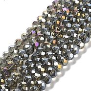 Electroplate Glass Beads Strands, AB Color Plated, Faceted, Rondelle, Gray, 2.3~2.7x2mm, Hole: 0.4mm, about 150~155pcs/strand, 32~33cm(EGLA-A034-T1mm-B19)