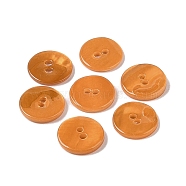 Spray Paint Natural Freshwater Shell Button, 2-Hole, Flat Round, Dark Orange, 11.5x1.5mm, Hole: 1.4mm(BSHE-H018-15E)
