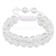 Sparkling Round Glass Braided Bead Bracelet, Double Layered Wrap Adjustable Bracelet for Women, Clear, Inner Diameter: 2~3-1/8 inch(5~7.8cm) (BJEW-SW00082-01)