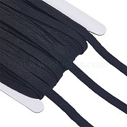30 Yards Polycotton Ribbons, for Bag Strap Making, Flat, Black, 10mm(OCOR-GF0002-94A)