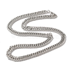 Iron Cuban Link Chain Necklaces for Women Men, Platinum, 23.62 inch(60cm), Link: 11x9x1.7mm(NJEW-A028-01B-P)