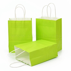 Kraft Paper Bags, Gift Bags, Shopping Bags, with Handles, Green Yellow, 15x8x21cm(CARB-L006-A07)