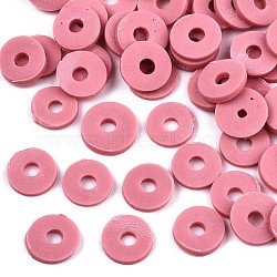Handmade Polymer Clay Beads, for DIY Jewelry Crafts Supplies, Disc/Flat Round, Heishi Beads, Pearl Pink, 4x1mm, Hole: 1mm, about 55000pcs/1000g(CLAY-Q251-4.0mm-94)