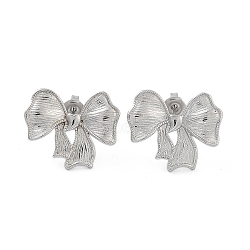 Non-Tarnish 304 Stainless Steel Stud Earrings, Bowknot, Stainless Steel Color, 20x24mm(EJEW-P258-42P)