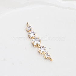 Brass Pave Clear Cubic Zirconia Connector Charms, Golden, Star, 44x13mm(INS-PW0002-07K)