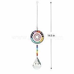 Big Pendant Decorations, Hanging Sun Catchers, Chakra Theme K9 Crystal Glass, Teardrop, Colorful, 36.8cm(HJEW-PW0001-010B)