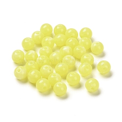 Imitation Jade Acrylic Beads, Round, Yellow, 8mm, Hole: 1.8mm, about 1886pcs/500g(MACR-G066-01D)