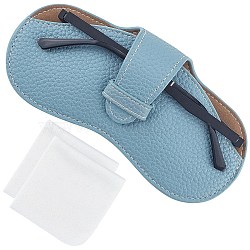 PU Leather Glasses Case, for Eyeglass, Sun Glasses Protector, with Suede Fiber Glasses Cleaning Cloth,, Light Sky Blue, Fold: 87x175x8mm, Unfold: 163x175x8mm, 1PC(AJEW-CN0006-42B)