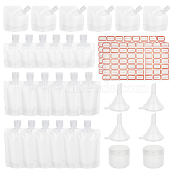 Elite 24Pcs PET Plastic Empty Refillable Travel Bags, Rectangle with Caps, 8Pcs Plastic Funnel, PP Plastic Cream Jar and Label Paster, Clear, 32pcs/set(ABAG-PH0001-05)