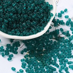 Glass Seed Beads, Transparent Colours, Frosted, Peanut, Dark Cyan, 4~4.5x2~2.5x2~2.5mm, Hole: 0.8~0.9mm, about 10000pcs/pound(SEED-L011-01B-04)