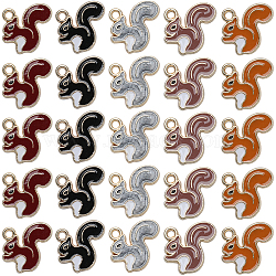 50Pcs 5 Colors Alloy Enamel Pendants, Squirrel Charm, Mixed Color, 16x18x1.5mm, Hole: 1.8mm, 10pcs/color(ENAM-SC0004-07)