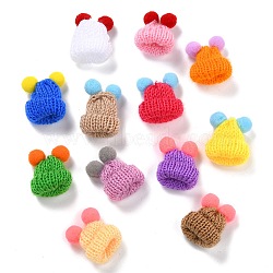 Handmade Wool Woven Hat Decoration, DIY Craft Decoration, Mixed Color, 38x33x19mm(X-WOVE-K002-02)